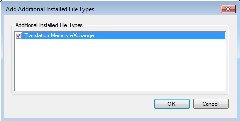 A popup showing the option to select Translation Memory eXchange