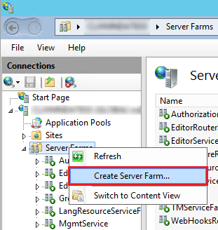 Create Server Farm ...