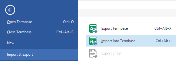 Import into Termbase