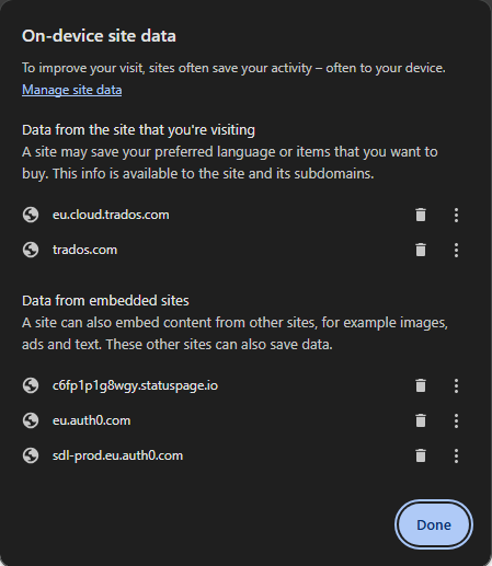 On-device site data