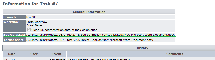 Task view with Source asset path underlined.