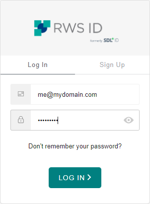Log In with an existing RWS ID