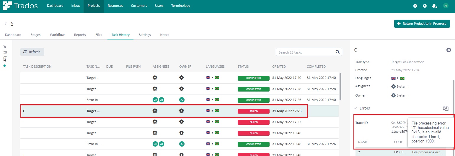 Trados Team: Error Message When Downloading Target File From Online 