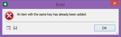 An item with the same key has already been added.