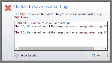 User Settings - GUI Error